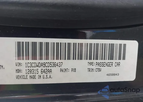 2012 Dodge Caliber Sxt z USA, uszkodzony, nr VIN 1C3CDWDA9CD536437